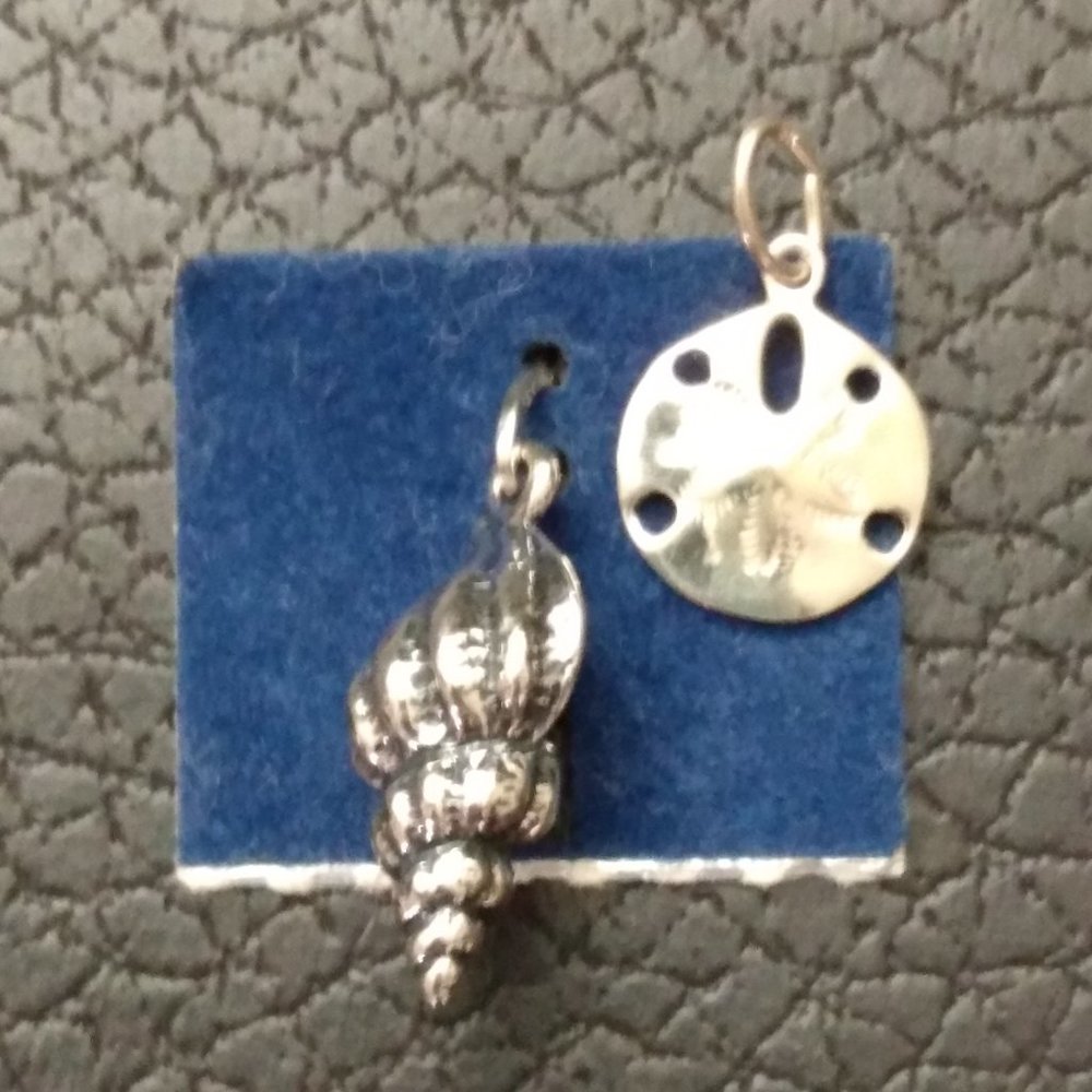 Vintage Sterling Silver Seashell & Sand $ Charms